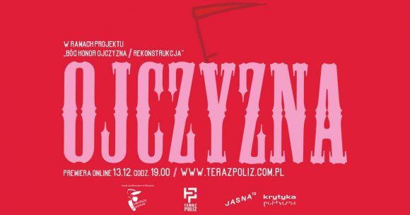 napis ojczyzna na czerwonym tle